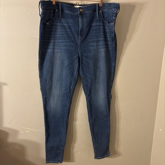 Madewell 10" High Rise Skinny Jeans Dark Wash Zipper Closure Wms Plus Sz 37 Tall - Picture 1 of 11
